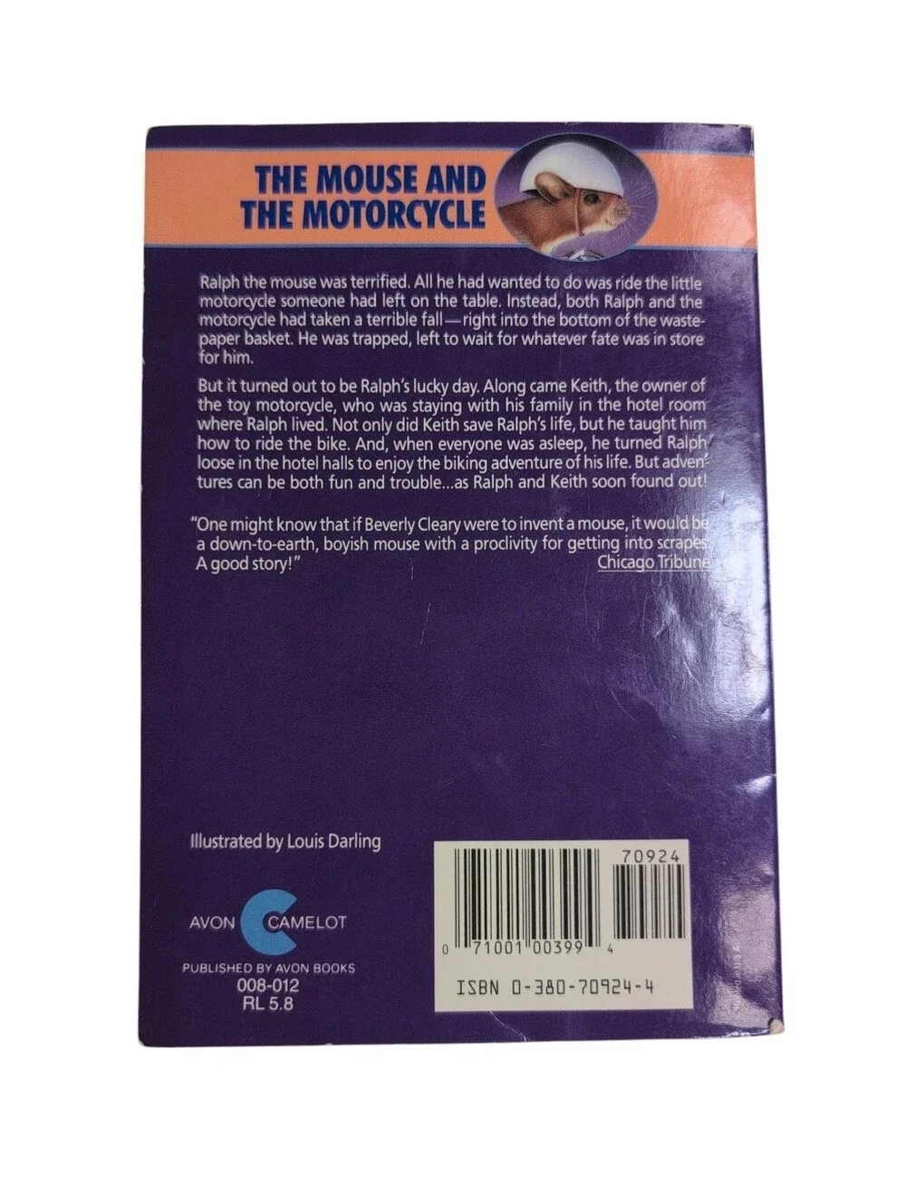 🍁2/$7🍁The Mouse And The Motorcycle By Beverly Cleary